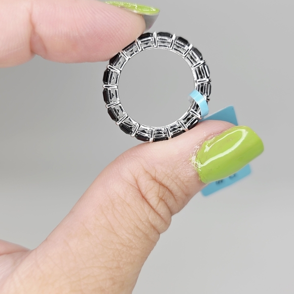 10.20cttw Black Onyx Silver Ring - Picture 3 of 5